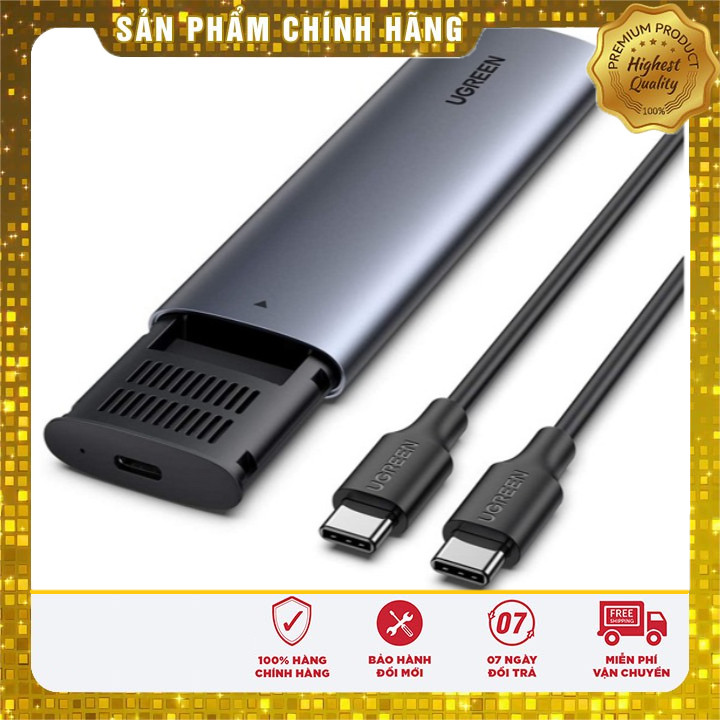 Hộp box đựng ổ cứng gắn ngoài USB-C 3.1 to SSD M.2 NVMe, PCIe, M-Key 10Gbps Ugreen 10902 cao cấp