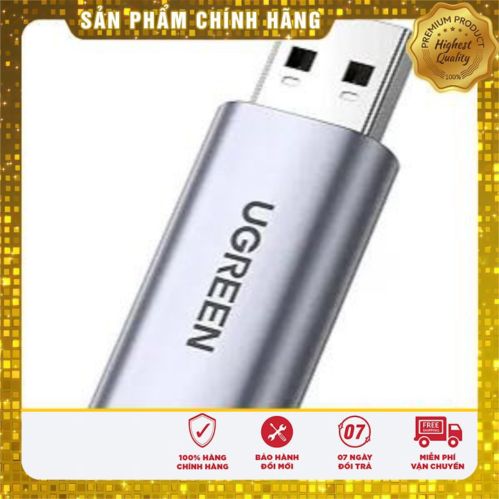 Card sound USB 2.0 to 3.5mm TRRS Mic & Loa Ugreen 80864 cao cấp (Vỏ nhôm)