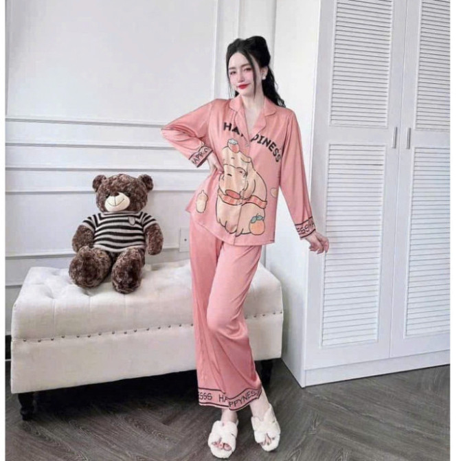 [PIJAMA Capypara] Đồ bộ pijama ngủ quần dài lụa Latin kiểu dáng mới dễ thương cute L6 mini