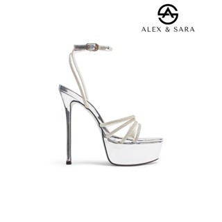  CM01 - Giày cao gót đế đúp Alex & Sara cosmo mũi tròn dây đá sang trọng gót cao 15cm 