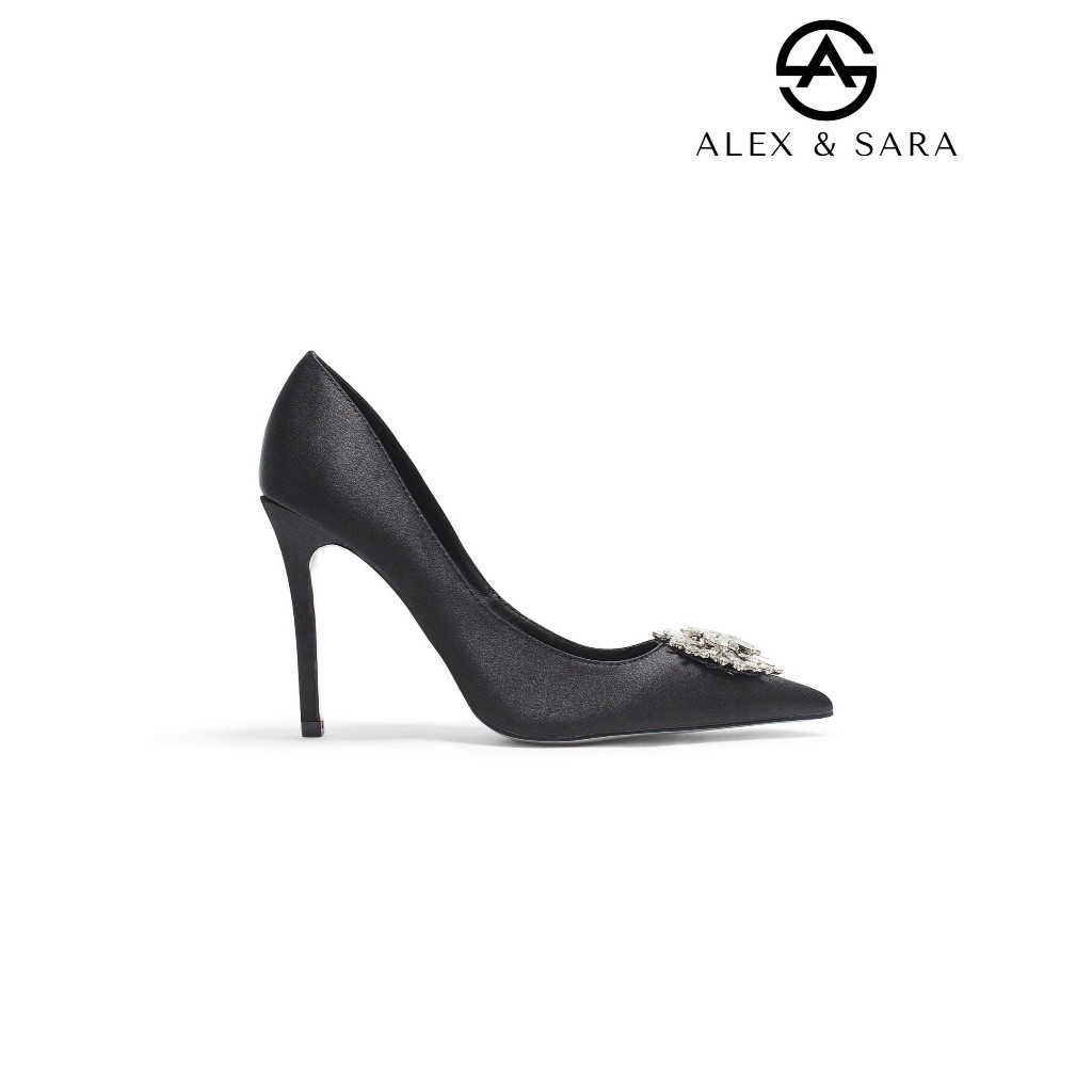 LT74 - Giày cao gót Alex & Sara mũi nhọn gót cao 9cm khóa đá sang trọng