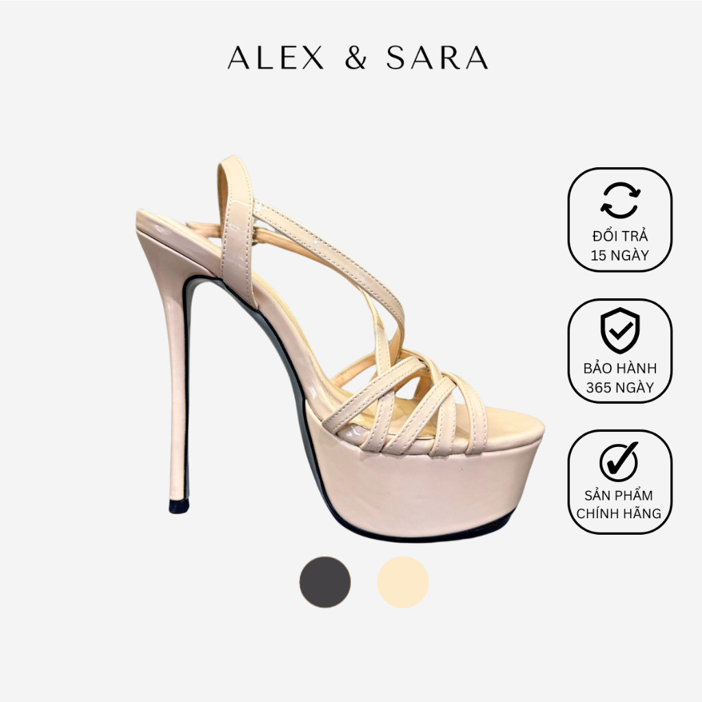 AL452 - Giày cao gót đế đúp trình diễn thời trang Alex & Sara, giày hoa hậu catwalk, gót nhọn cao 15