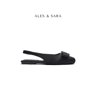 Giày búp bê slingback nơ lớn satin sang trọng, nơ ngang to nữ tính tặng dép bệt nữ | ALEX & SARA - LT65