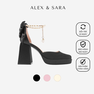 Giày cao gót đế đúp mũi vuông, quai khóa ngọc trai nhân tạo sang trọng, quý phái gót trụ 9cm - AL442