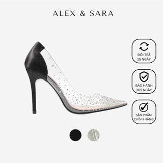 Giày cao gót nữ gót nhọn cao 10cm, quai giày trong suốt đính đá trendy, thời trang cho nàng - AL426