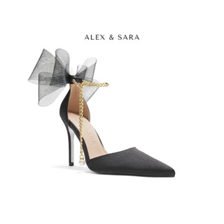  LT60 - Giày cao gót Alex & Sara mũi nhọn gót 9cm thiết kế nơ hậu sau tiểu thư sang chảnh dây đeo nhiều kiểu 