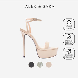  AL433 - Giày hoa hậu catwalk Alex & Sara đế đúp gót nhọn cao 15cm thiết kế màu trơn thanh lịch dễ phối đồ 