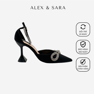 Giày cao gót 8cm sandal bít mũi mũi nhọn thắt nơ đính đá cao cấp adele thiết kế sang trọng bắt mắt - AL09