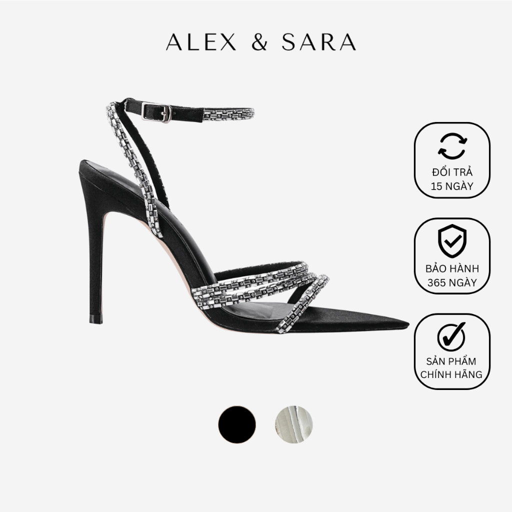 AL77 - Giày cao gót Alex & Sara daria heels đính đá cao cấp, gót cao 9cm sang trọng, thiết kế thời t