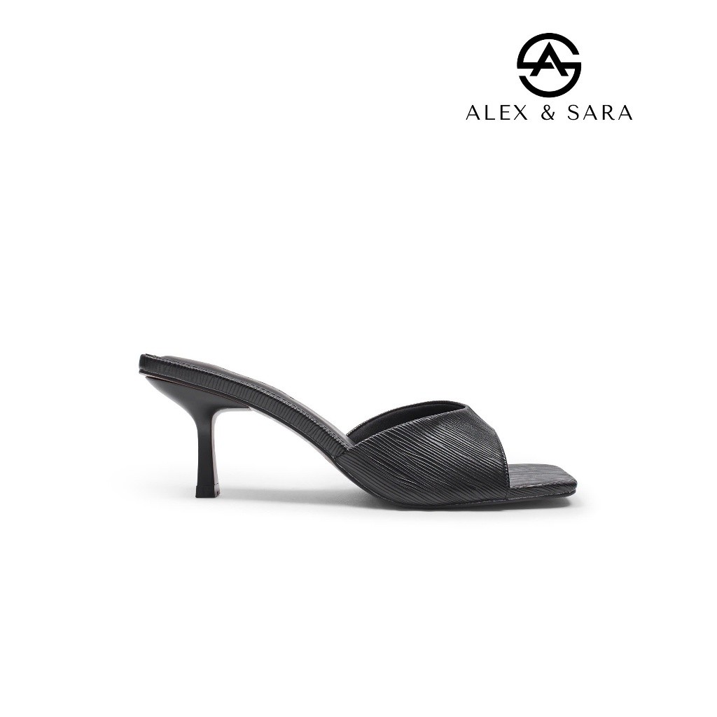 AL06 - Dép mule nữ Alex & Sara gót cao 5cm mũi vuông quai ngang ôm chân ophelia thiết kế tối giản, t