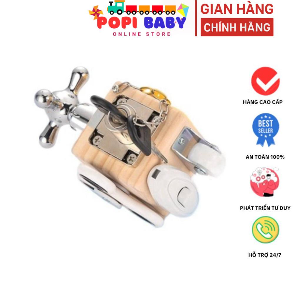Bảng Rèn Kỹ Năng Montessori Busy Board Busy Cube Cho Bé, Giúp Phát Triển Vận Động Tinh - POPIBaby