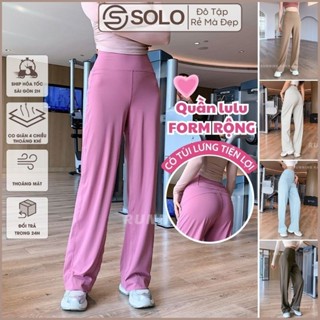 Quần Tập Gym Yoga Ống Rộng From Suông Cạp Cao Có Túi 2838 687 Thể Thao Nữ Thun Poly Co Giãn GYMSTORE