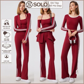 Đồ Tập Gym Yoga Pilates Quần Legging Loe Áo Dài Tay Hở Vai Áo Khoác 4707 5083 5095 3033 Solo Sport