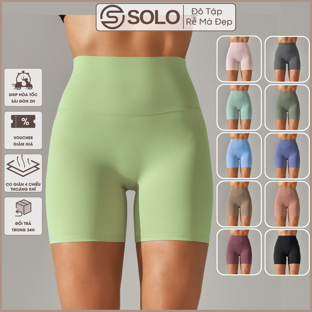 Quần Biker Short Legging Đùi Ngắn Tập Gym Yoga Pilates Cạp Cao Tôn Mông Co Giãn Tốt Thoải Mái 2166