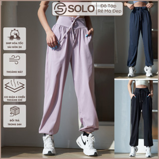 Quần Jogger Tập Gym Yoga Ống Rộng Thể Thao Nữ Vải Thun Mềm Co Giãn Thoáng Mát Solo Sportswear 165
