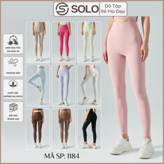 Quần Legging Tập Gym Yoga Pilates Thể Thao Cạp Cao Thun Lulu Siêu Co Giãn Solo Sportswear 1184