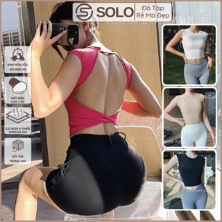 Áo Tập Gym Yoga Pilates Hở Lưng Thể Thao CÓ MÚT LIỀN Thun Poly Mịn Mát Tôn Dáng Solo Sportswear 5060