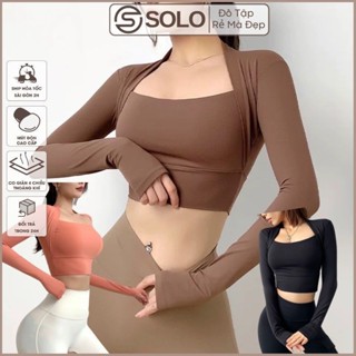 Áo Tập Gym Yoga Thể Thao Dài Tay CÓ MÚT Ôm Body Thun Poly Siêu Mềm Co Giãn SoloSportswear 385