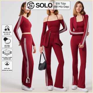 Đồ Tập Gym Yoga Pilates Áo Tay Dài Quần Suông Loe Thun Poly Co Giãn 4707 5083 5095 3033 Thoáng Khí