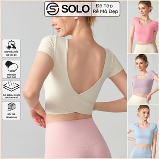 Áo Tập Gym Yoga Pilates Croptop Body Tay Ngắn Thể Thao Thun Poly Siêu Mềm Thoáng Solo Sportswear 295