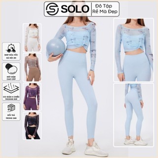 Set Đồ Tập Gym Yoga Pilates thể Thao Áo Dài Tay Phối Lưới Quần Cạp Cao Thun Co Giãn Thoáng 2925