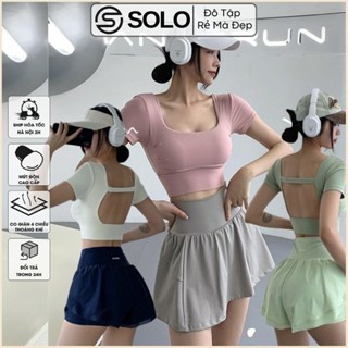 Áo Thun Gym Yoga Pickle Ball Body CÓ MÚT Tay Ngắn Thun Poly Mềm Mại Co Giãn Thoáng Khí Thoải Mái 498