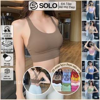 Áo Bra Tập Gym Yoga Pilates CÓ MÚT Pickle Ball Áo Thể Thao Nữ Thun Poly Co Giãn Solo Sportswear 422