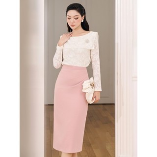  Chân váy ôm dáng dài chất tuyết nhung trơn nhún eo Orchid - BT8B016 