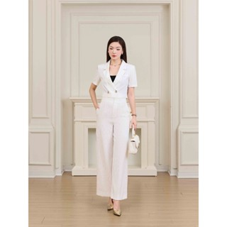Set bộ twill silk áo sơ mi cổ vest croptop phối quần ống rộng Orchid - OH14S280