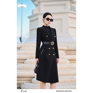  Áo khoác mangto nữ dáng dài cổ vest chất chéo hàn phối đai Orchid - BD23A529 