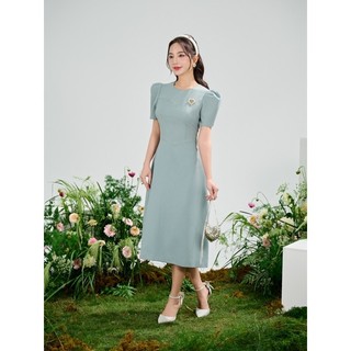 Đầm công sở dáng dài chất xước Hàn thanh lịch Orchid - BH10A062
