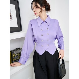 Áo sơ mi công sở chất lụa tằm thiết kế croptop cánh rơi trẻ trung Orchid - BH4C515