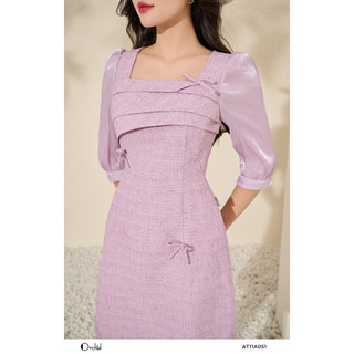 Đầm công sở tay lỡ thiết kế cổ vuông chất text Orchid - AT11A051