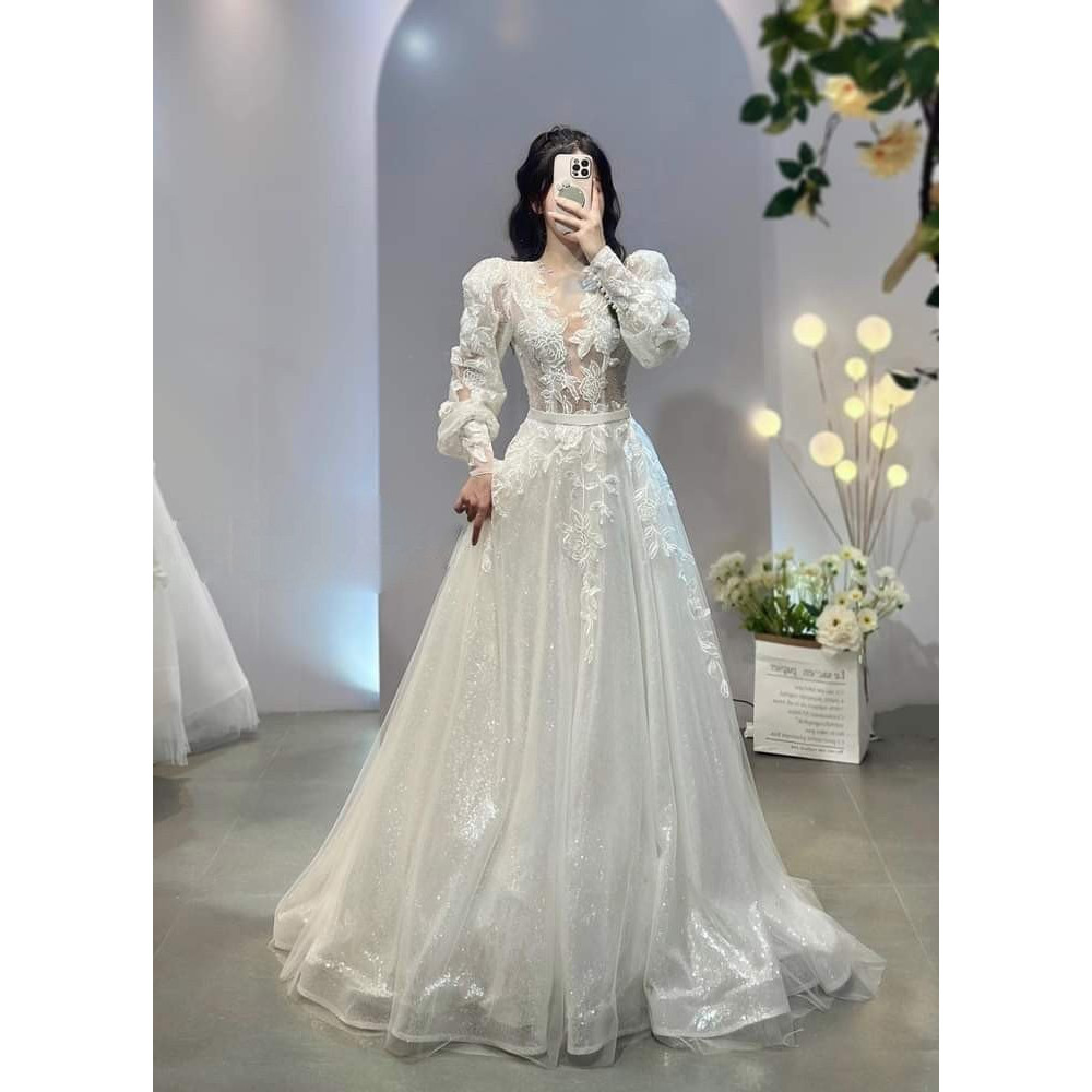Váy cưới cao cấp nhẹ nhàng, chụp concept sang lung linh