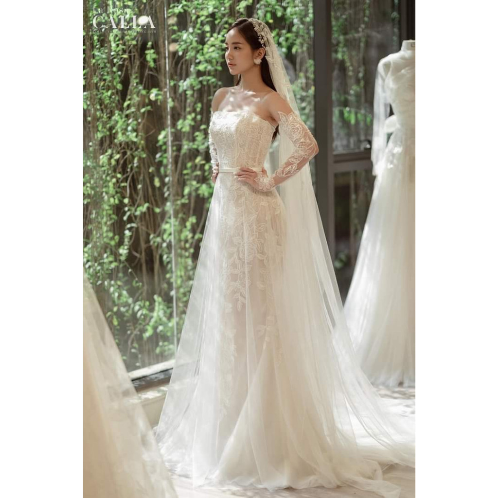 Váy cưới, váy tiệc bó cá ren cao cấp, váy cưới hotttrend