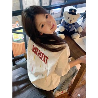 Focus fashion Xám tiêu Áo phông nữ form rộng vintage girl phố in hình áo thun bigrsize 100%cotton local brand tay lỡ