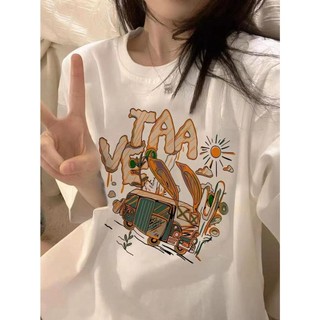 FOCUS local brand Áo thun nữ bigsize Nâu vintage thời trang nữ tee 100%cotton