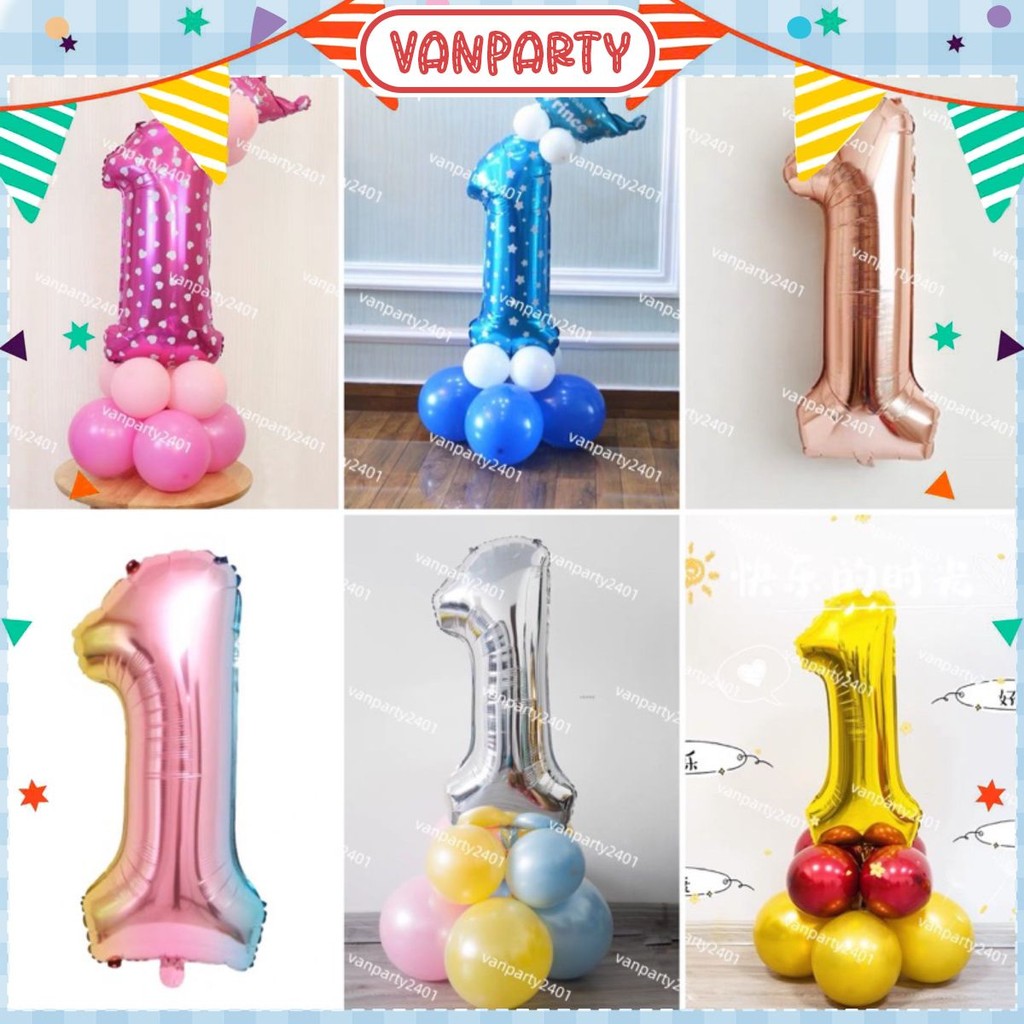 Bóng số 1 (size 36cm) & (size 70cm) trang trí sinh nhật, thôi nôi, đầy tháng, party, sự kiện, kỉ niệm…