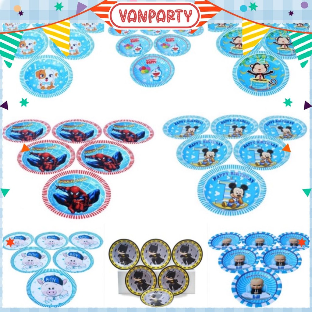 Set dĩa sinh nhật mẫu bé trai (set/6 cái)