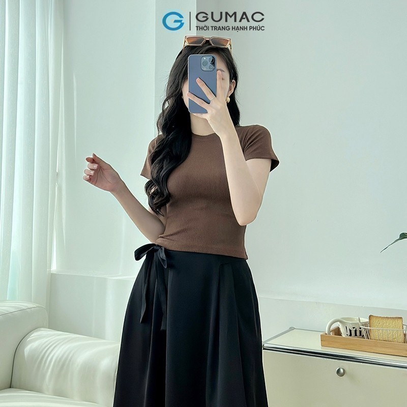 Áo thun nữ GUMAC cổ tròn form ôm body babytee thun gân co giãn mát mẻ  LATE0602 | BigBuy360 - bigbuy360.vn