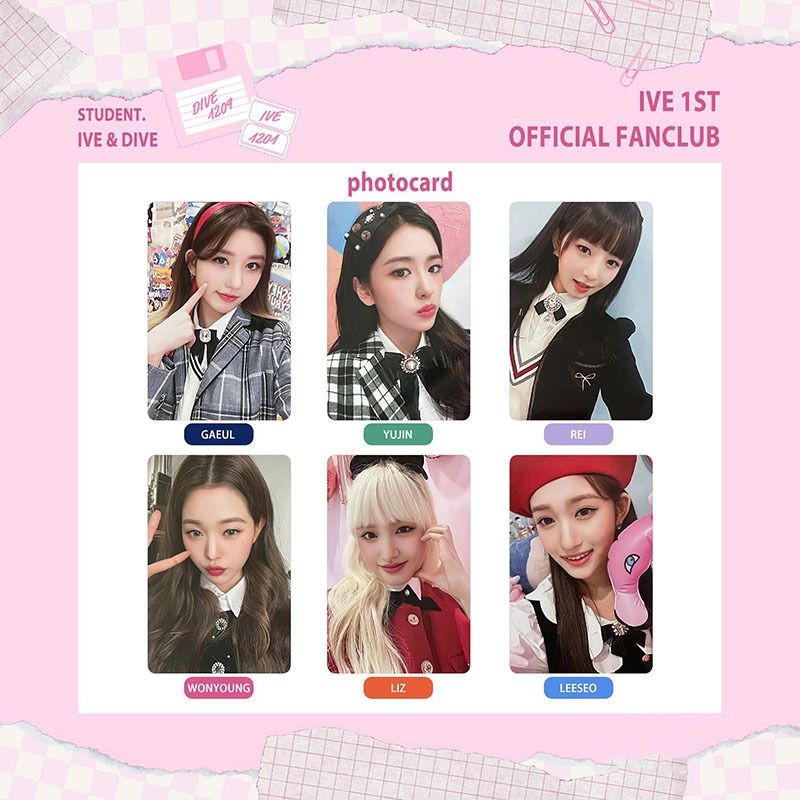 Set card ảnh unoff IVE Gaeul, Yujin, Rei, Wonyoung, Liz, Leeseo - 1st Official Fanclub 'DIVE'