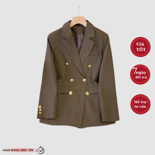 Áo Vest HUNALY Nữ Chất Chéo Ý Cao Cấp Đệm Vai BigSize, Áo Blazer Nữ Khoác Ngoài 2 Lớp Dài Tay M275 T7T1