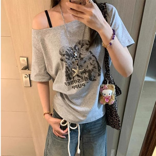 Áo phông trễ vai ngắn tay, lệch vai  kiểu dáng basic chất cotton thoáng mát kiểu dáng thời trang Eleclassm