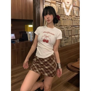 áo thun baby tee trắng  ôm eo dễ thương  cherry kiểu ôm cộc tay nữ  mùa hè ôm body Eleclassm áo phông local brand