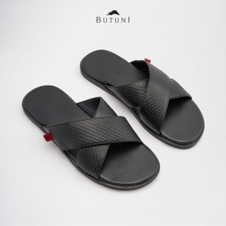 Dép Da Nam Cao Cấp Dép Nam Quai Da Bò Vân Da Rắn BUTUNI Logan S Slippers Bảo Hành 12 Tháng