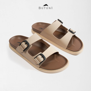 Dép Da Nam Cao Cấp Dép Quai Ngang BUTUNI Delphi Double Lock Slippers, Dép Đế Cao Bảo Hành 12 Tháng