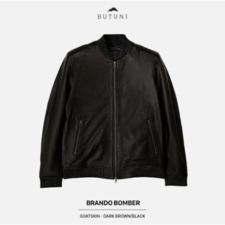 Áo Khoác Nam Áo Da Nam BUTUNI Brando Bomber Kiểu Áo Khoác Da Dê Cao Cấp Lót Lông Cừu Bảo Hành 5 Năm