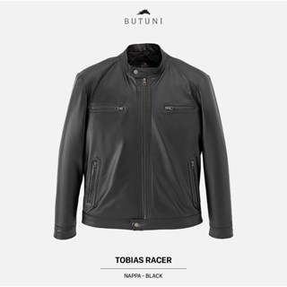 Áo Da Áo Khoác Da Nam Da Bò BUTUNI Tobias Racer, Áo Da Nam Lót Vải Lụa Cao Cấp Bảo Hành 5 Năm