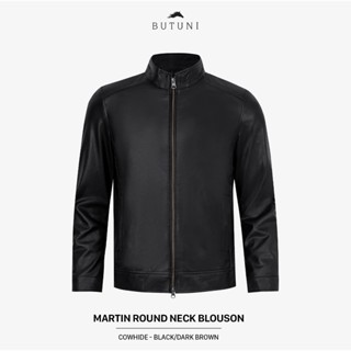 Áo Khoác Da Áo Da Nam Da Bò Cao Cấp BUTUNI Martin Round Neck Blouson Lót Lông Cừu Bảo Hành 5 Năm