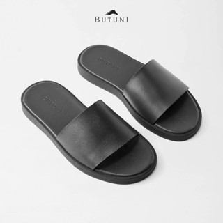 Dép Da Nam Cao Cấp, Dép Quai Ngang BUTUNI Ibiza Single W Slippers, Dép Quai Da Đế Khâu Chống Nước Bảo Hành 12 Tháng